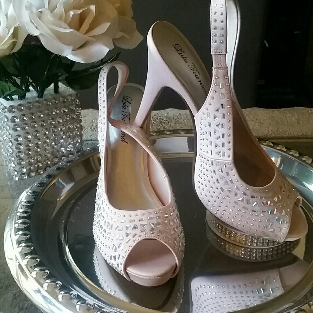 💕 Lulu Townsend Light Pink Bling Sling-Backs 💕